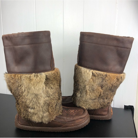 Genuine Leather Sheepskin Lined Fur Winter Boots Sz 8 - Picture 8 of 12